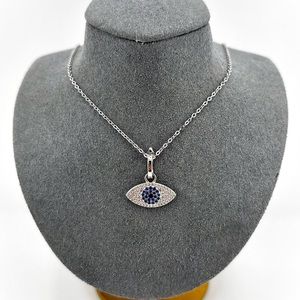 925 Solid Sterling Silver Evil Eye Necklace